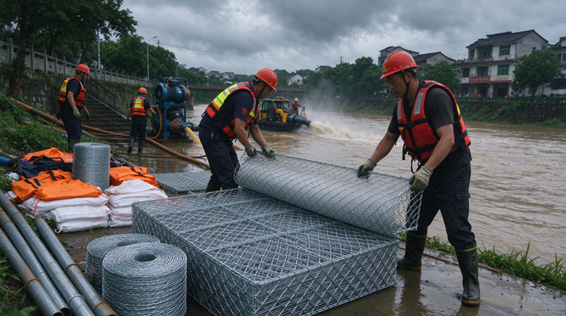 Changshu Jianghe Flood Prevention Products постачає габіонні та оцинковані сітчасті матеріали для проекту підтримки аварійного дренажу внутрішньої Монголії Changshu Jianghe Flood Prevention Products постачає габіонні та оцинковані сітчасті матеріали для проекту підтримки аварійного дренажу внутрішньої Монголії
